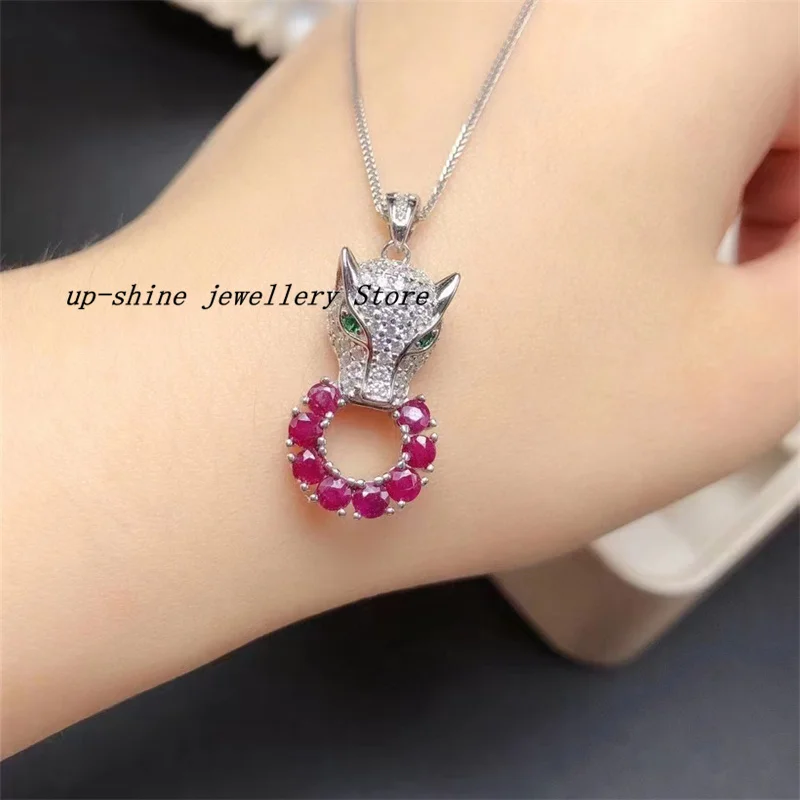 

Jewelry Ruby Pendant for Daily Wear 3mm*3mm Ruby Silver Pendant 925 Silver Ruby Jewelry for Office Woman