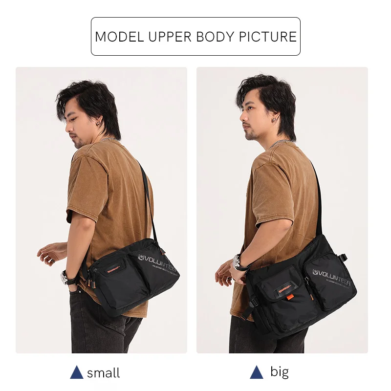 Volunteer Messenger Crossbody Bags for Men Oxford Side Letter Print Fashion Light Weight Protable Versatile Shoulder Bags1802-18