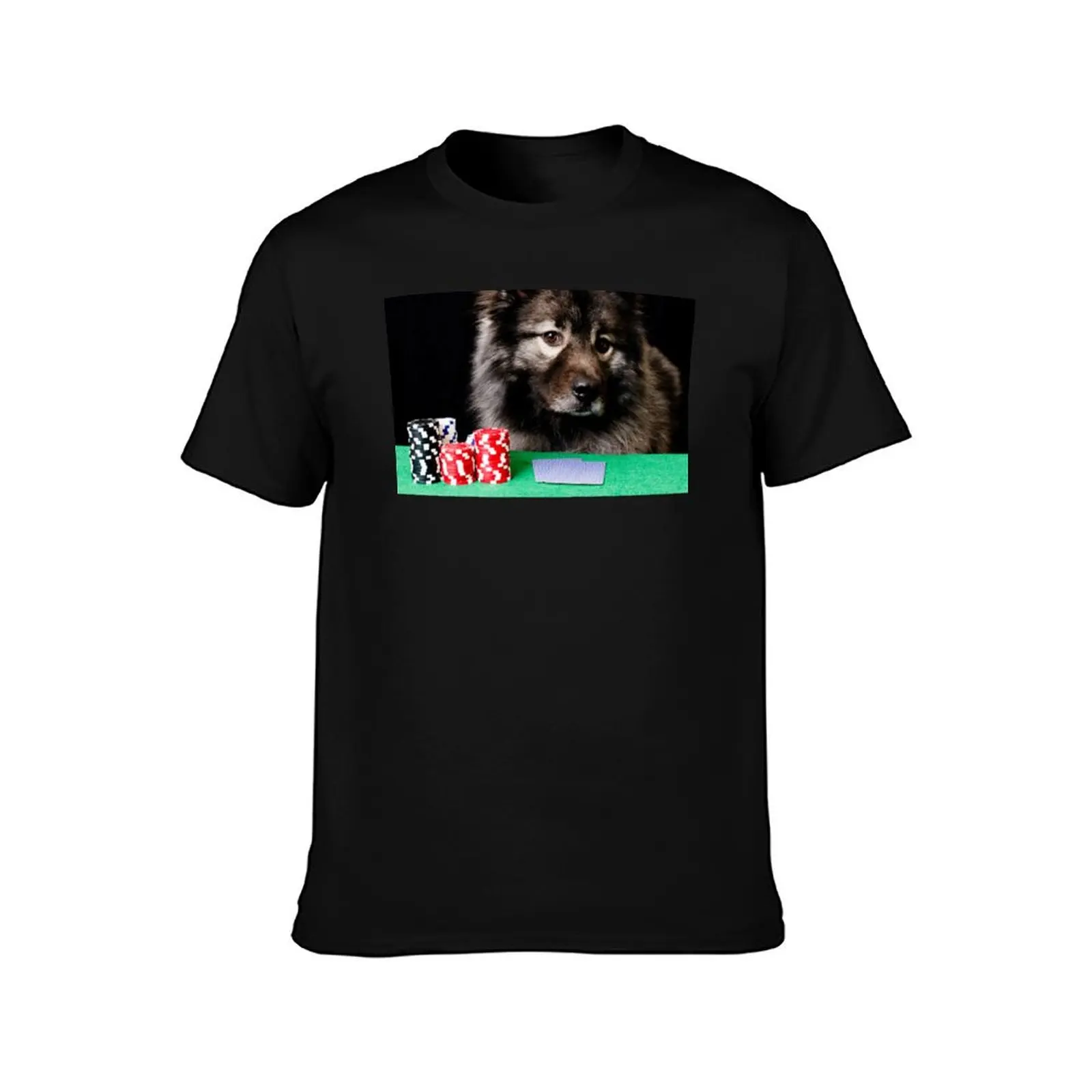 Poker Dog Bark Bark T-Shirt Basic Solid Color Casual Tee Shirt