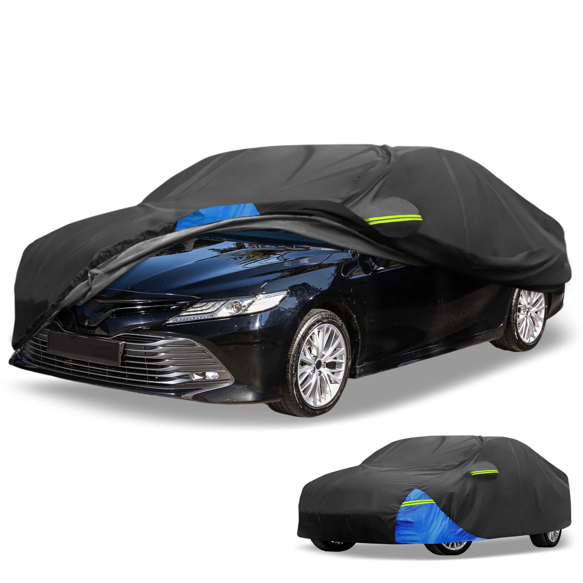 

Автомобильный чехол Motoforti на всепогодная с левой молнией для Toyota Camry 210D, черный, синий
