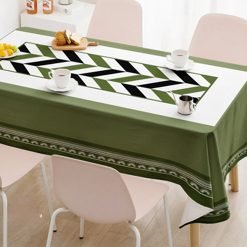 Geometry Style Waterproof Tablecloth Lattice  Tablecloth Green Coffee Table Kitchen Living Room Table Decor Tables Tablecloths