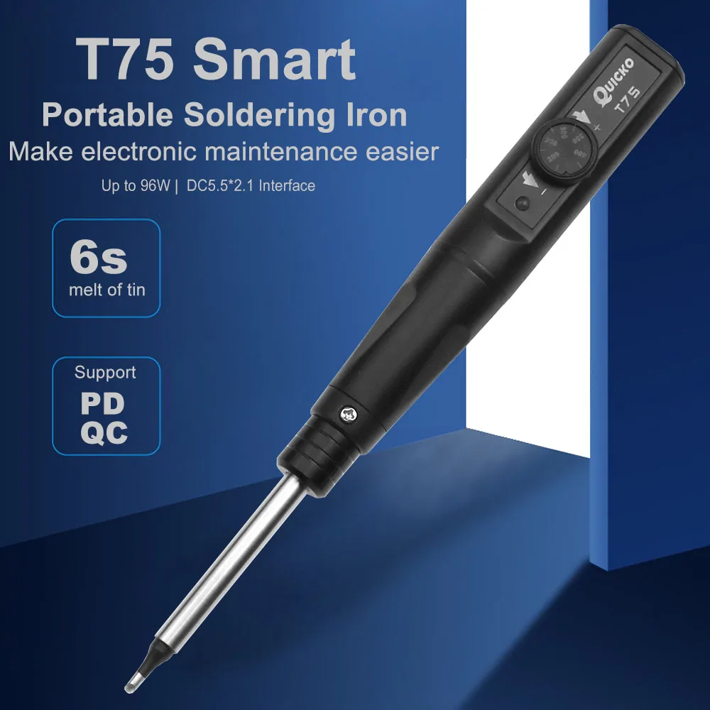 T75 Smart Electric Soldering Iron PD/DC 100W Adjustable Constant Temperature Fast Heat Portable Soldering Iron Station Kit