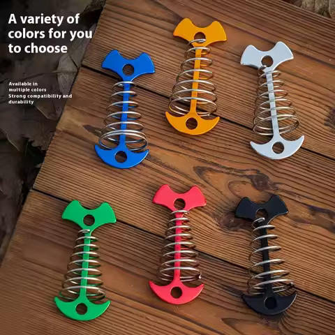 5Pcs Camping Deck Nails Spring Fish Bone Nails Wooden Board Tent Pegs Ground Nails Climbing Tent Accessories