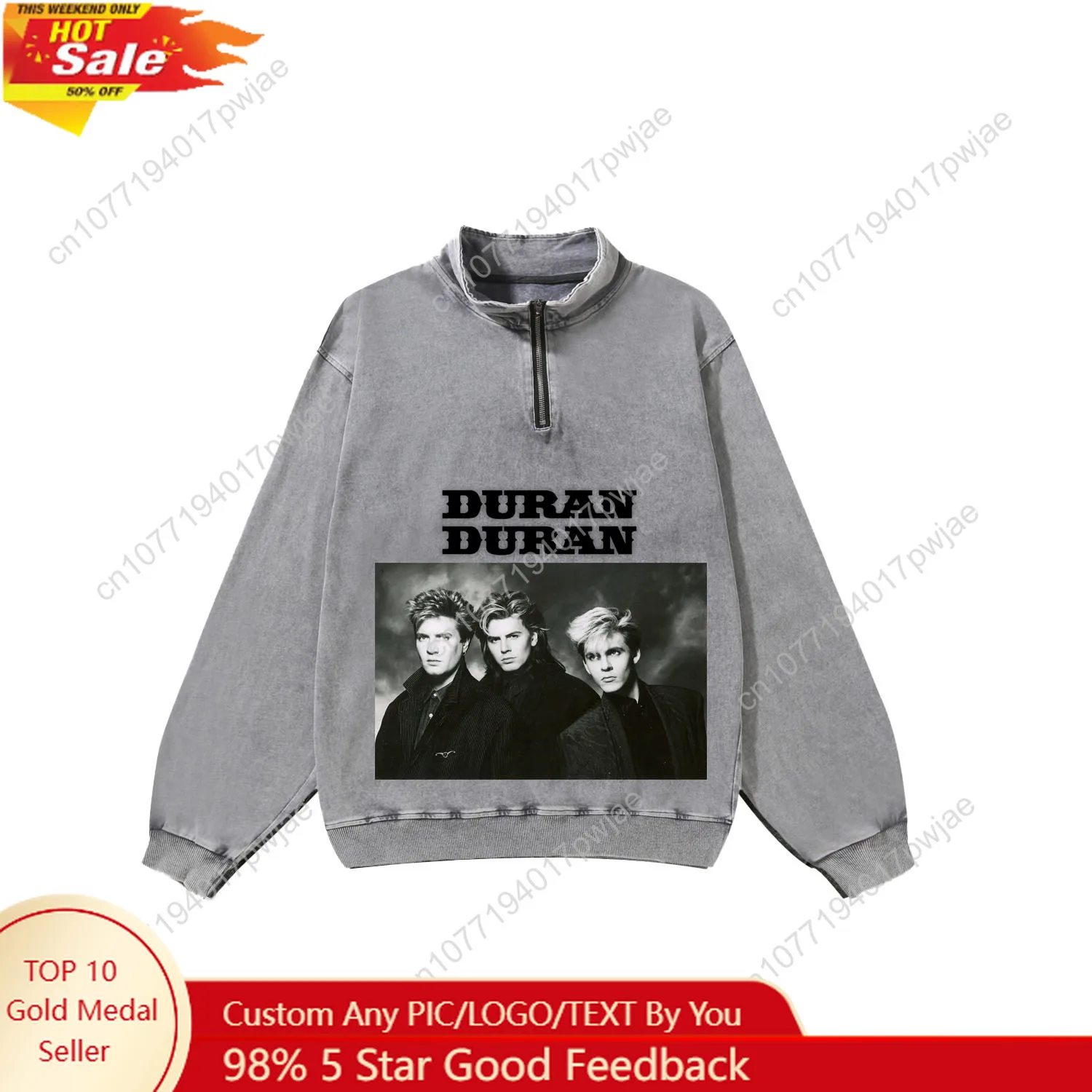 

Duran Duran Rock Band Custom Retro Sweatshirt Mans Womans Half Zipper Vintage Sweat Shirt Photo Custom Made Tops