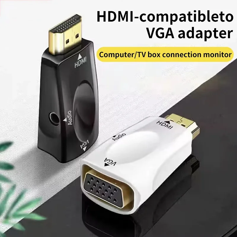 HDMI-compatible to VGA Cable Converter Male To Female Adapter HDTV to VGA With 3.5mm Jack Audio HD 1080P For PC Laptop Projector