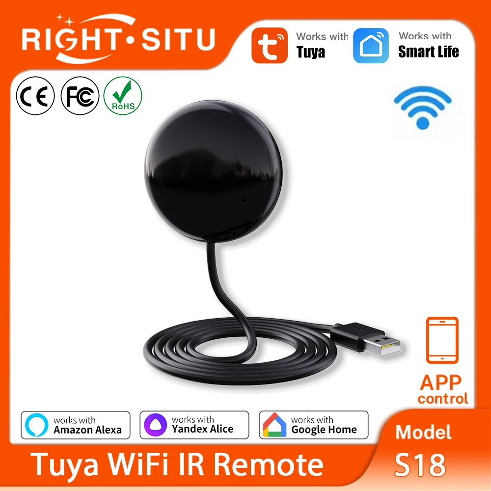 Tuya WiFi IR remoto para automatización del hogar inteligente Control remoto dispositivo infrarrojo Universal funciona con Alexa Google Home Smart Life