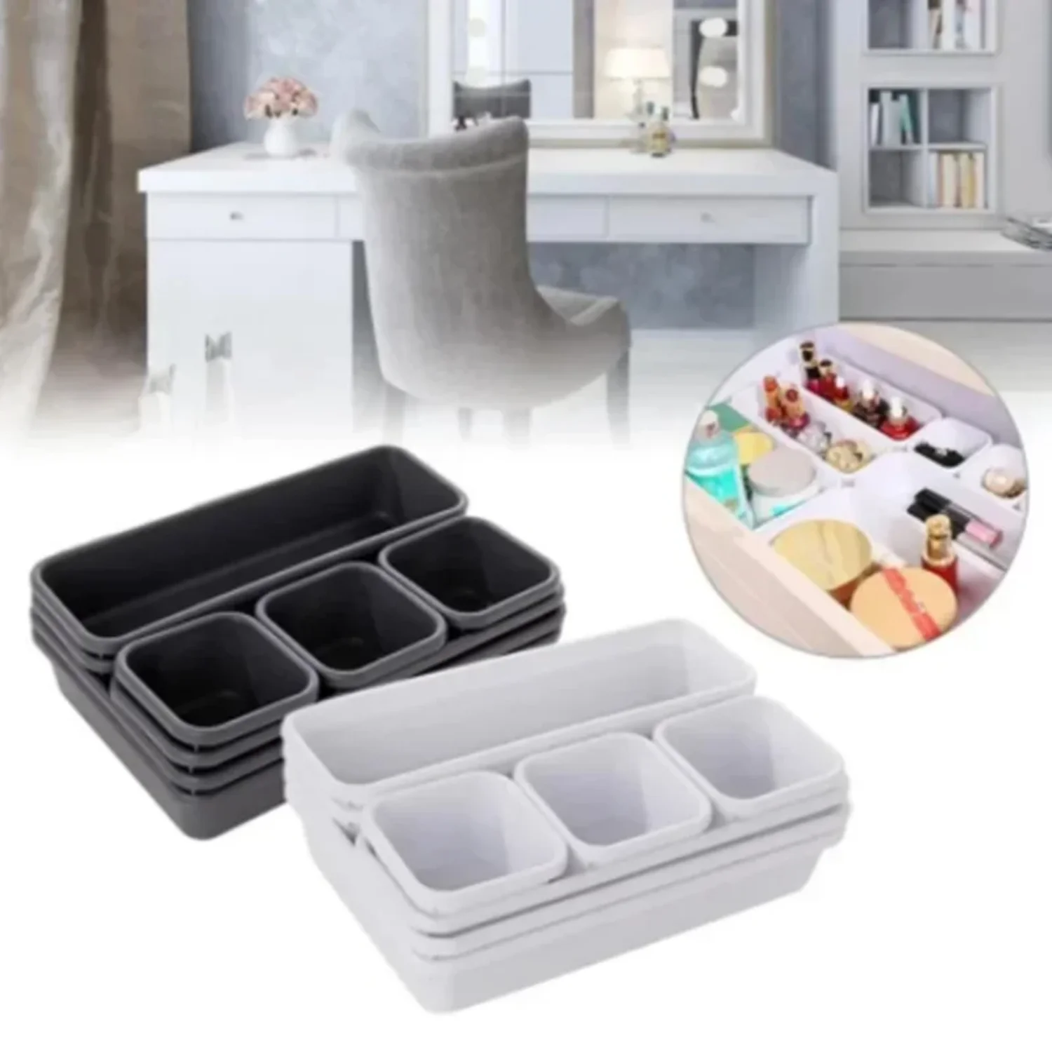 8pcs Drawer Organizers Household Dustproof Desk Stationery  Box Women Makeup Organizer   Bathroom Accessories