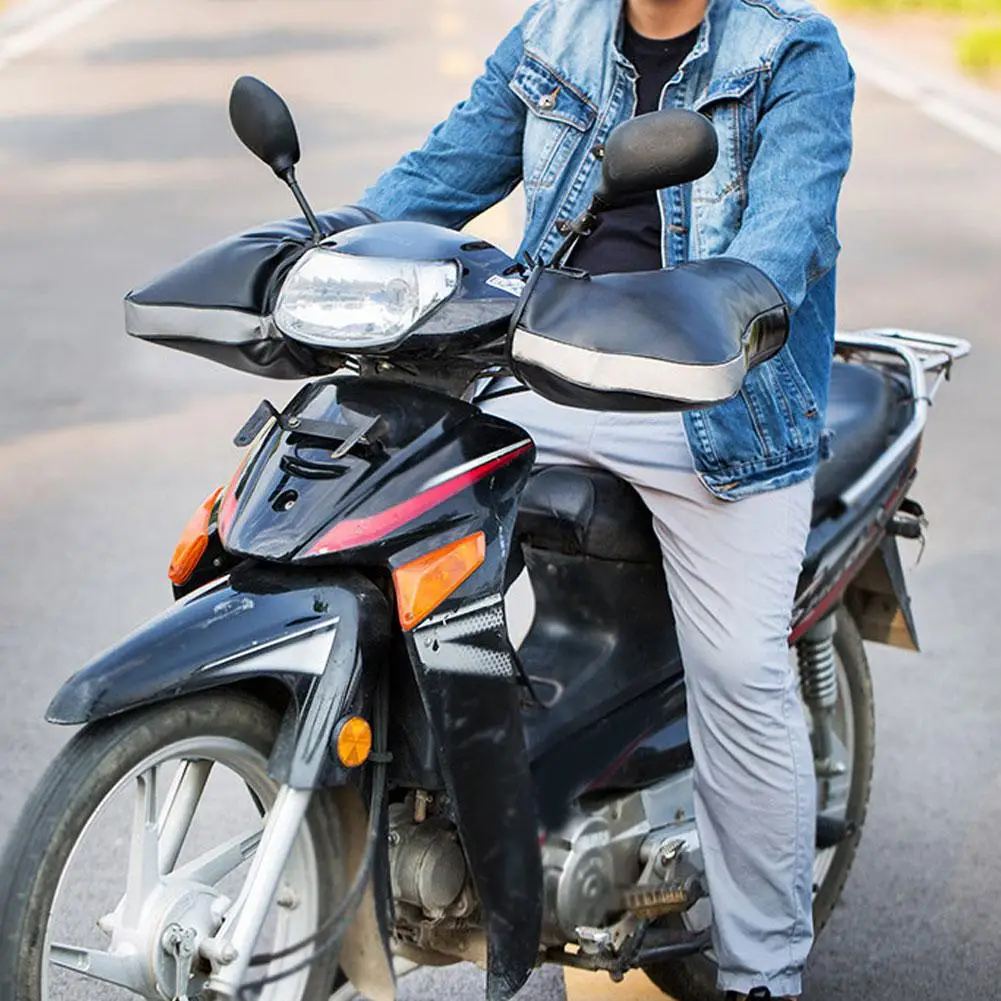 

Новые универсальные мотоциклетные перчатки, велосипедные перчатки с ручкой, защитные ветрозащитные, теплые, зимние, с ручкой из искусственной кожи, велосипедный бар, 2 шт., скутер Leat S9D5