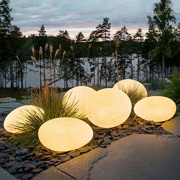 Egg Shape Pebble Floor Lamp Outdoor Artificial Cobblestone Lawn Light outdoor waterproof IP65 decorated resin led garden lamp