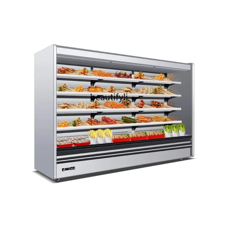 BBQ fried skewers commercial refrigerated Malatang ordering cabinet vertical air curtain cabinet fruit preservation cabinet