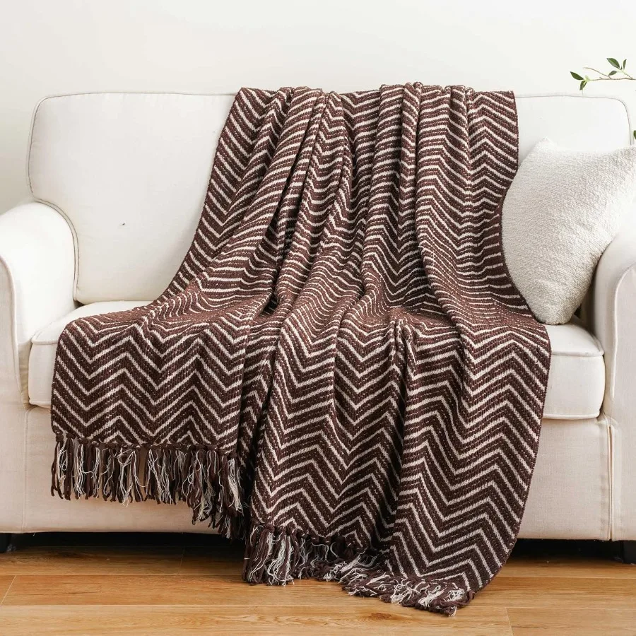 

Chocolate Brown Throw Blanket for Couch Decorative Knit Dark Brown Blanket for Bed Super Soft Warm Throw for Fall Winter Accent