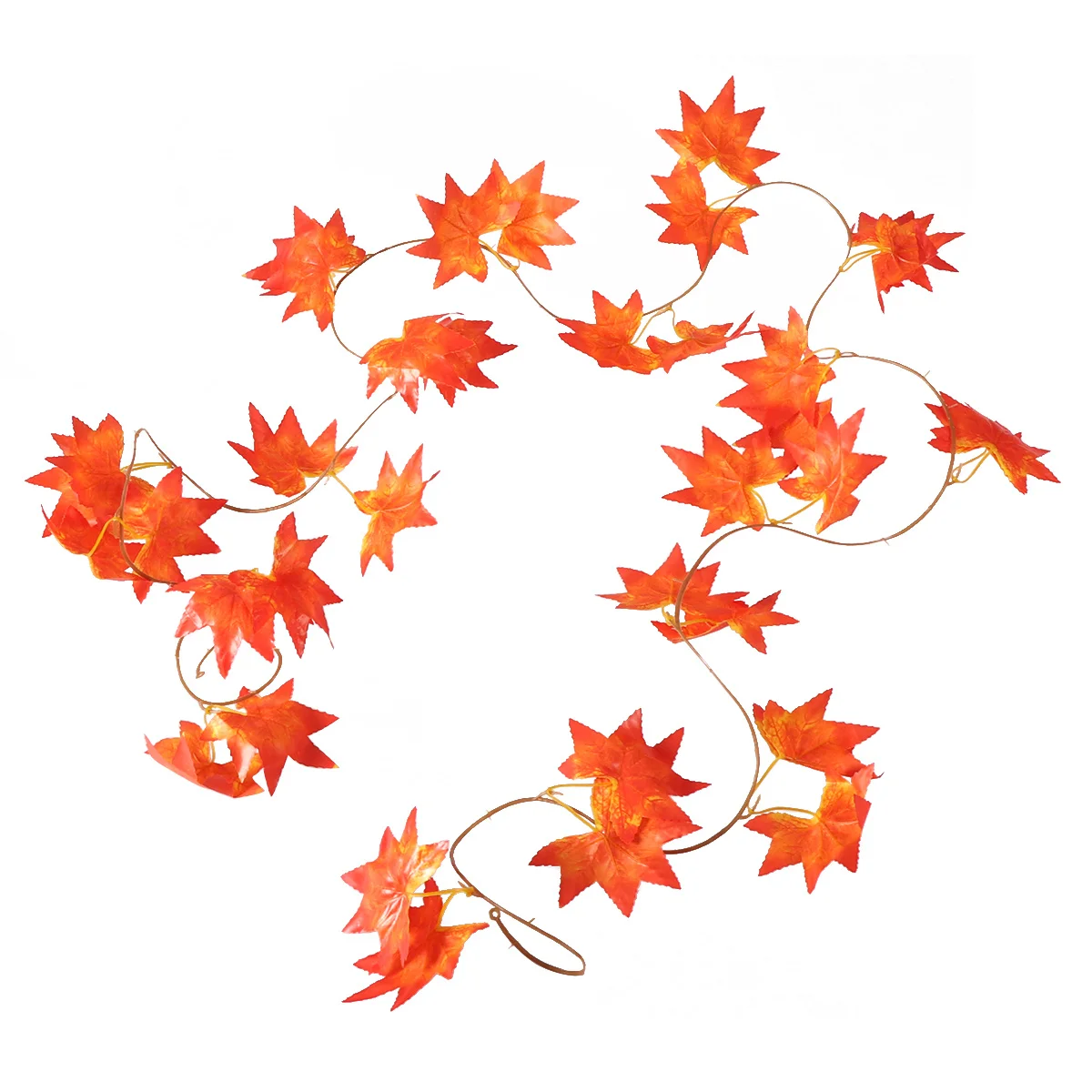 

2Pcs 2.4m Red Maple Leaf Vine Garland Artificial Fall Leaves Decor for Wedding Party Hanging Drape Mantle Doorway Banister Home