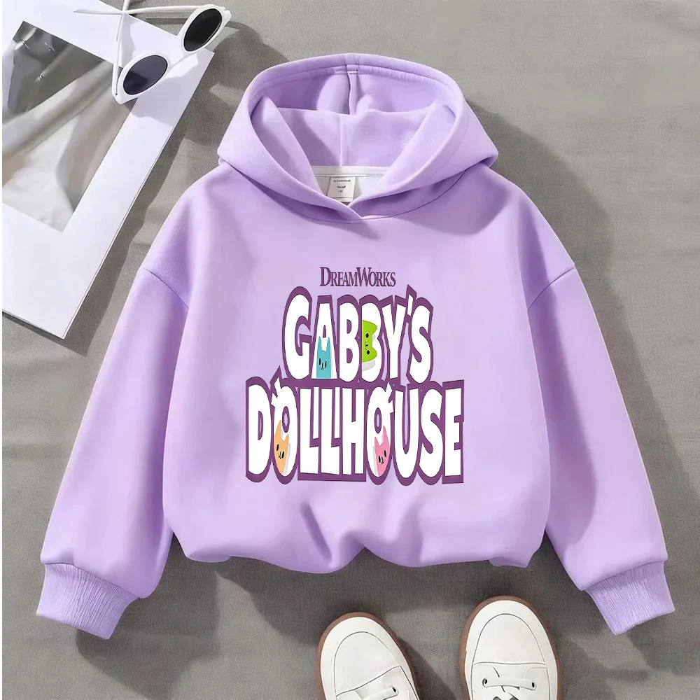 سويت شيرت DreamWorks Gabby's Dollhouse للأطفال، بلوفر لطيف مطبوع عليه رسوم كارتونية للفتيات والأولاد، ملابس علوية كاجوال مريحة