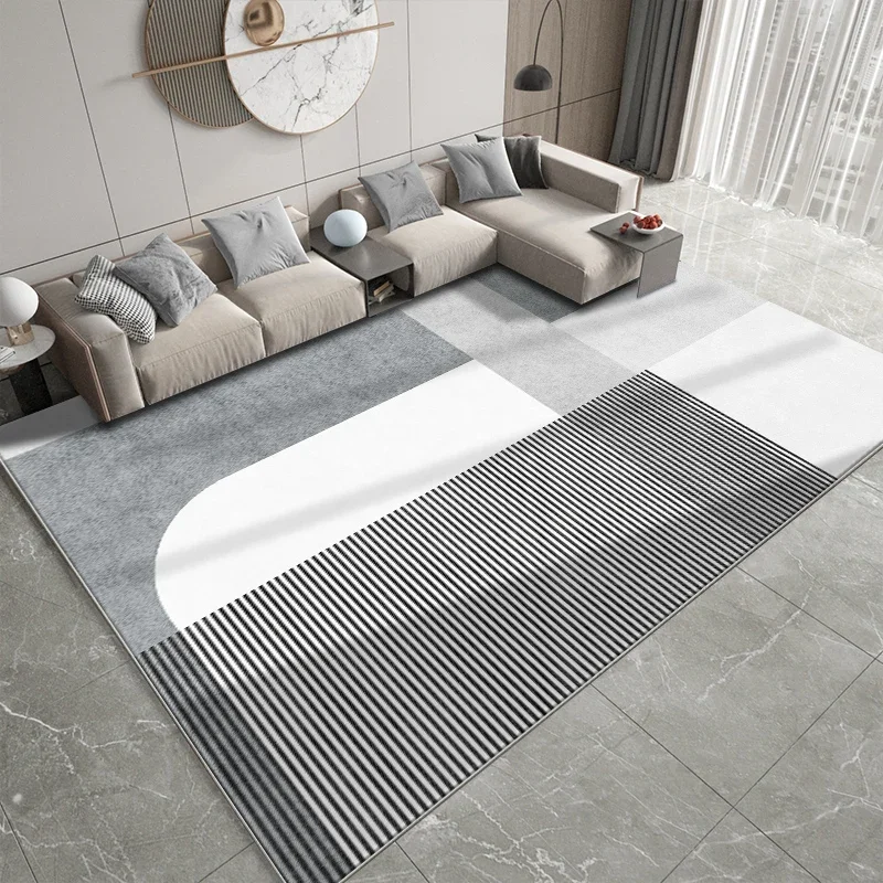 

Modern Grey Geometric Area Rug for Dining Room Living Room Low Pile Machine Washable