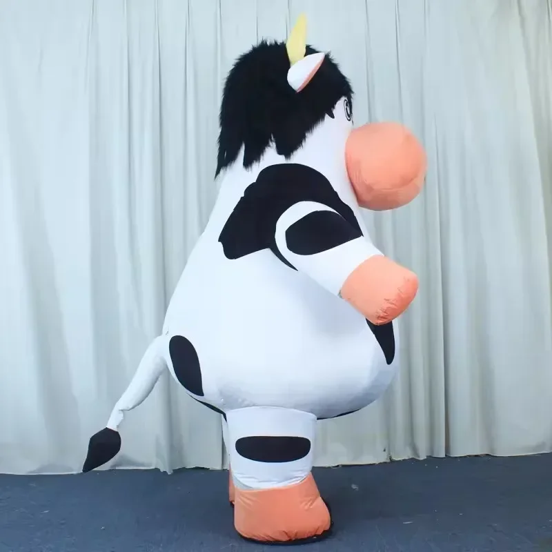 

Adult Inflatable Cow Costume Blow Up Mascot Suit Walkable Animal Ad Character Fancy Dress No Battery