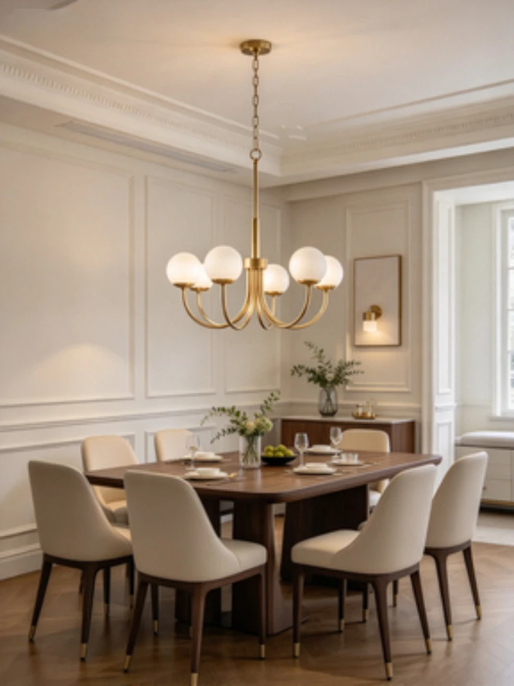 Full copper American style cloud glass living room, dining room, bedroom, chandelier, tea room, villa, minimalist chandelier