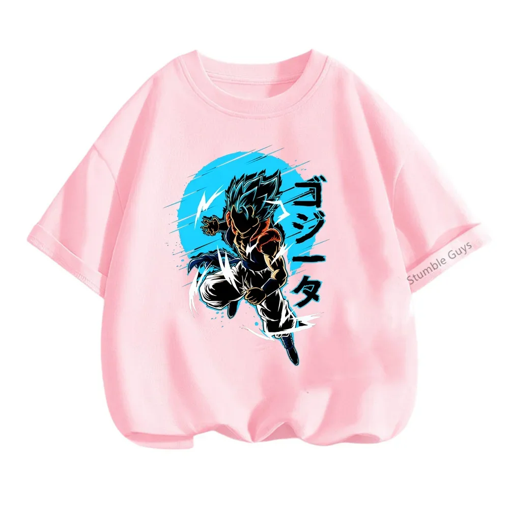 Dragon Ball Cartoon T-shirt infantil, roupas anime, mangas curtas, roupas infantis de verão, meninos e meninas adolescentes, 3 a 14 anos