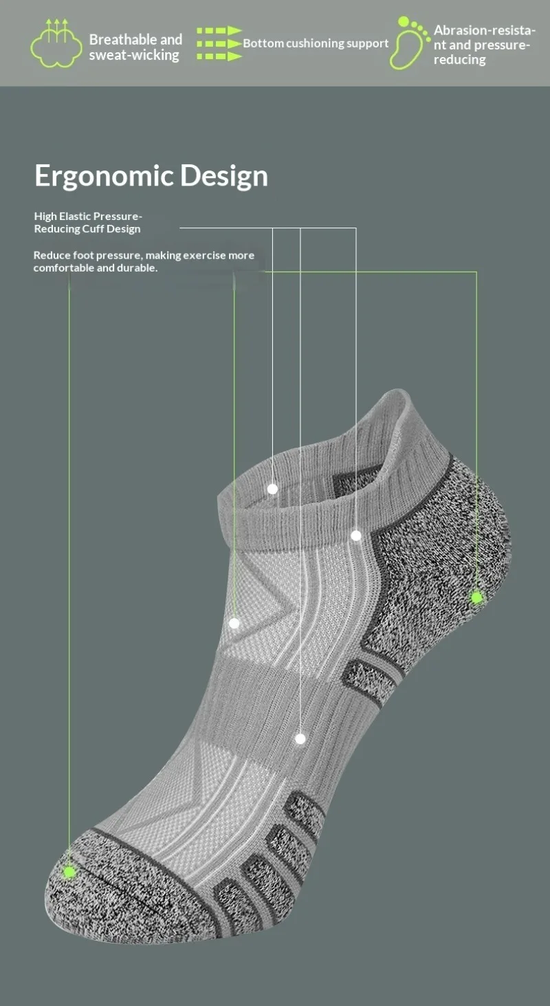 6 Pairs Professional Sports Ankle Socks for Men Women Outdoor Running Basketball Hiking Cushion Low Cut Short Sock Arch Support