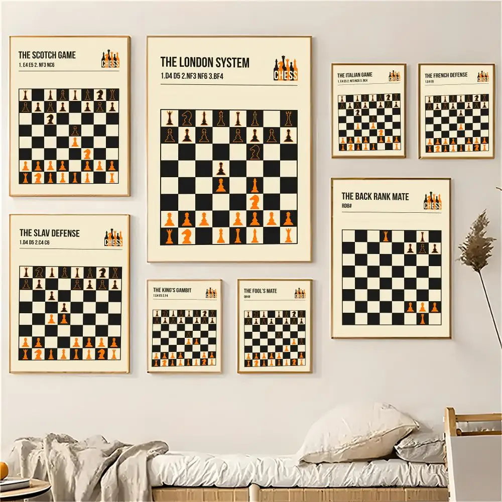 Chess Games And Openings Painting Calligraphy Eco-friendly waterproof canvas poster art, home and bathroom decoration gift