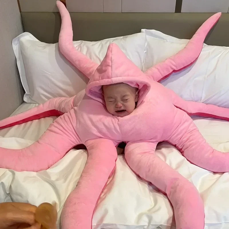 Schattige Gigantische الأخطبوط الطفل Grappige الأخطبوط Verkleed Pluche Pop Sierkussen تأثيري اكسسوارات تأثيري Kostuums