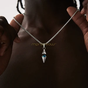 Elegantes collares de piedra azul para hombres, mujeres, collar geométrico de acero inoxidable, regalo de fiesta de cumpleaños de San Valentín para él 12 Mejores collar DND de ventas - №12