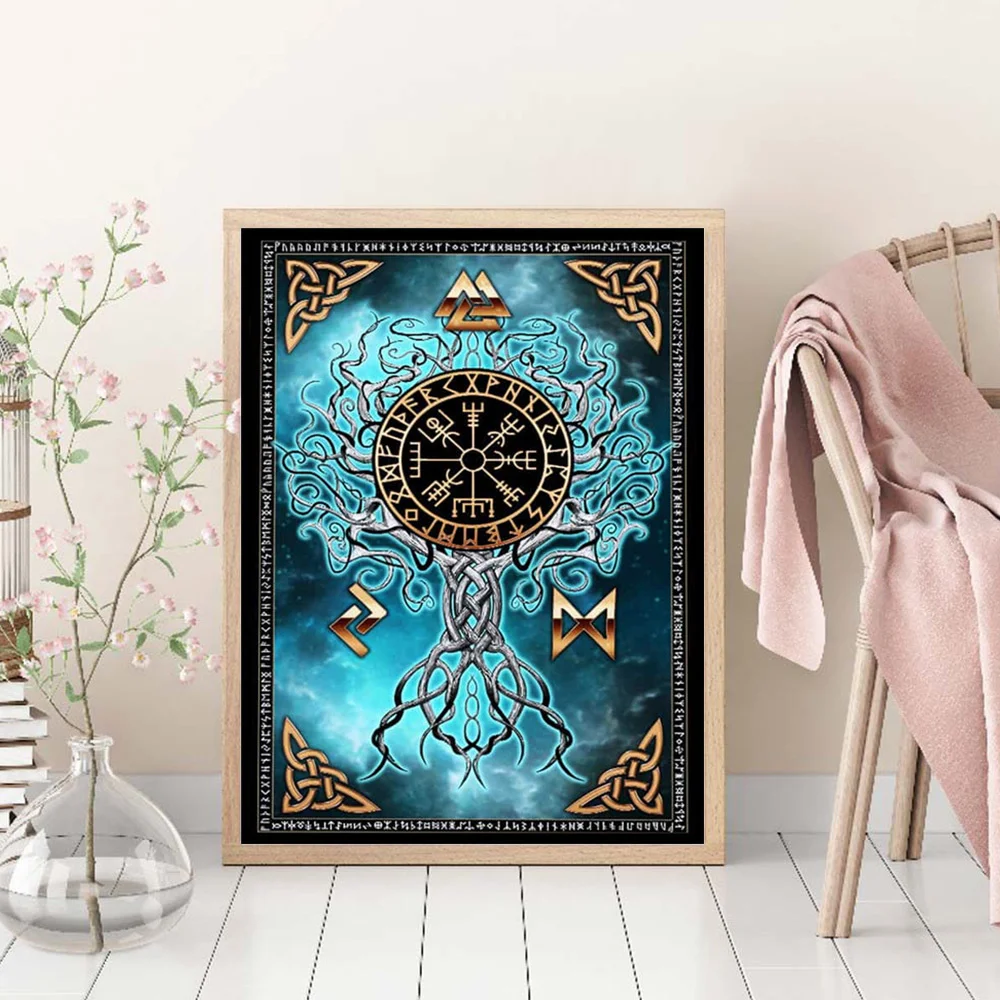 Momoart 5D DIY Diamond Painting Viking Tree Of Life Mosaic Landscape Embroidery New Arrival Abstract Child Gift