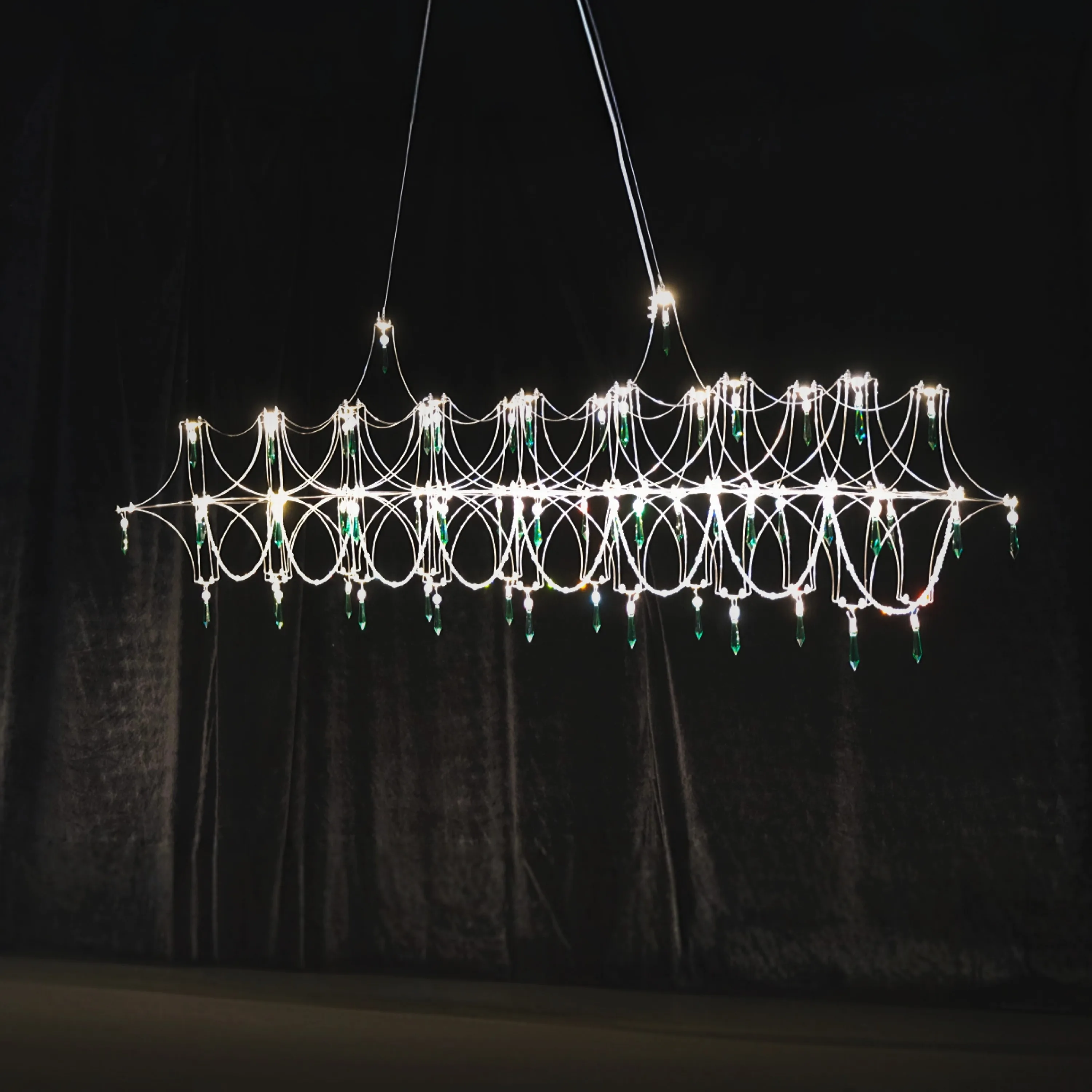 Crystal Pendant Lamp Restaurant Long Straight Pendant Lamp High-end Egyptian Crystal French Light Luxury Lamp Front Desk Bar