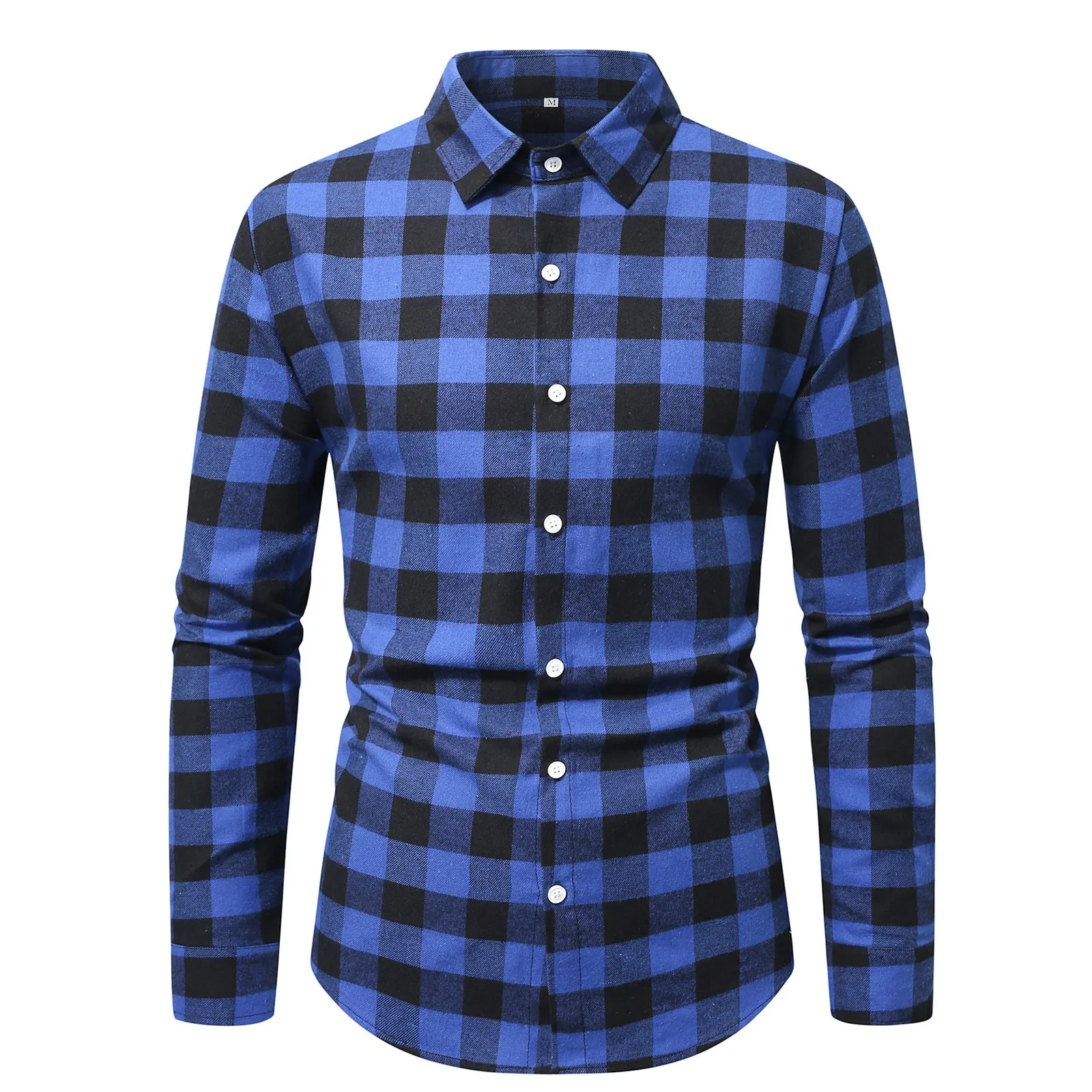 Mens Clothing Blouse Slim Men Red Green Blue Dress Shirt Tops Casual Business Social Plaid Print Long Sleeves design Shirt Male