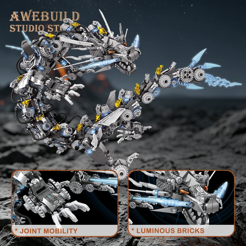 Mechanical Dragon Mecha Pegasus 3D Model Bricks Kit Mech Animal Building Set Cyberpunk Cobra MOC Blocks STEM Toys Adult DIY Gift view 3