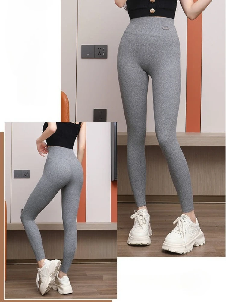 

Thread Cotton Leggings Woman Fashion Slim High Waist Tights with Fleece Pant 2025 Autumn and Winter New Warm Leggings for Women