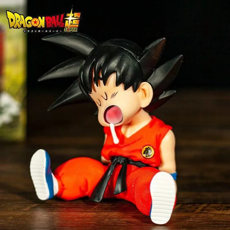 10cm Dragon Ball Z Anime Kakarotto Gk Pvc Action Figure Sitting Posture Sleep Sun Wuku Handmade Model Ornament Decoration Gifts