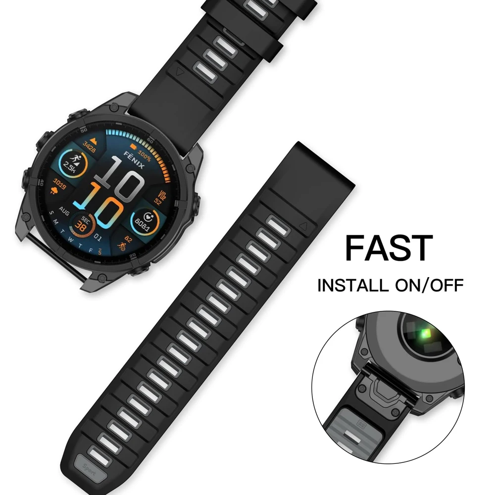 QuickFit 22 26mm siliconen band voor Garmin Fenix 8 51MM E 47MM 7X7 6X Epix Pro Instinct 3 2X Forerunner 970 965 955 horlogeband