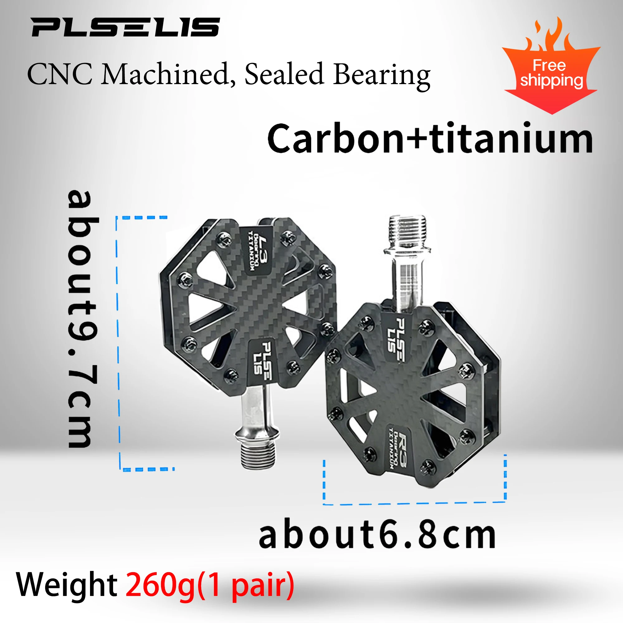

PLSELIS Aero-Ti Pedals: Titanium Alloy, CNC Machined, Sealed Bearing for MTB/Road