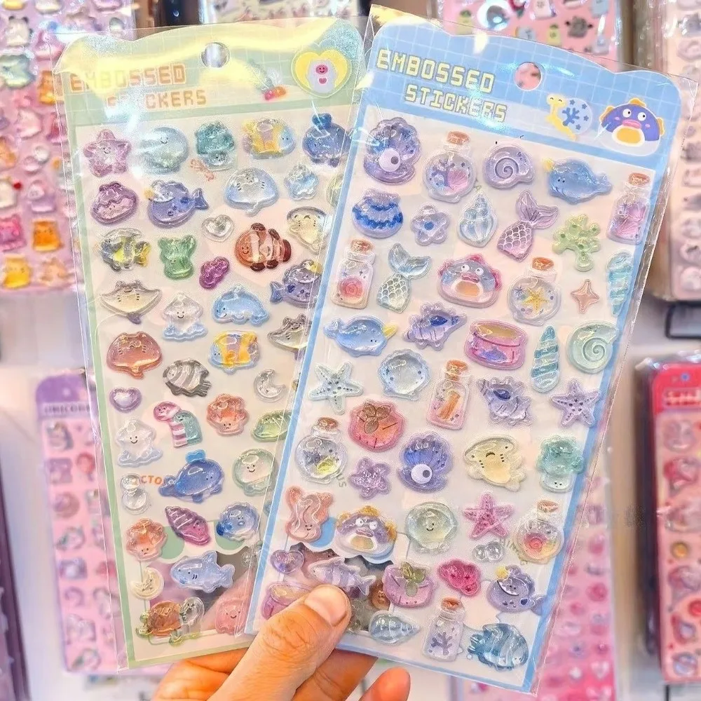 Embossed Texture 3D Embossed Sticker Crystal Resin Solid Sticker Crystal Drop Sticker 3D Raised Effect Kawaii Design