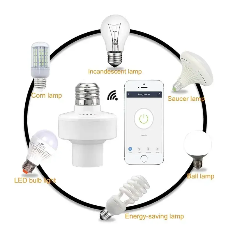 WiFi Tuya Smart Light Bulb Adapter Lamp Holder Base E27 E26 Smart Life App Wireless Voice Control Work With Alexa Google Home