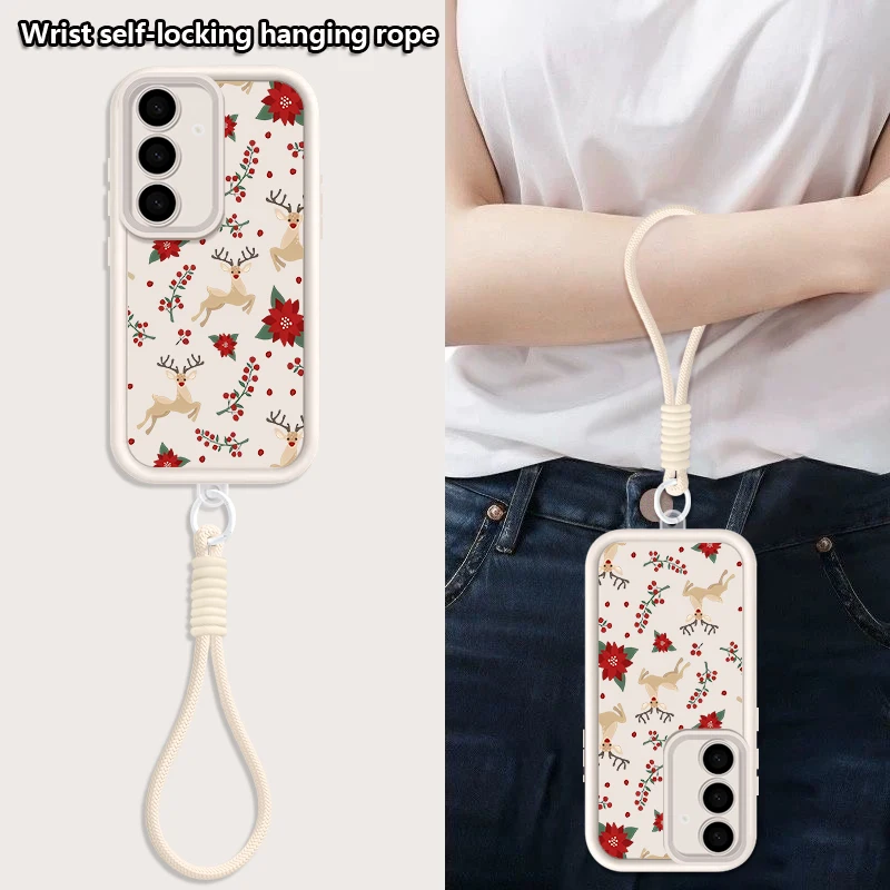 Fiore Alce TPU Cordino Cassa Del Telefono Per Samsung Galaxy S25 Bordo S24 S23 S22 Ultra S25 S24 FE A17 A56 A36 A16 A55 A35 A15 A54 Copertura