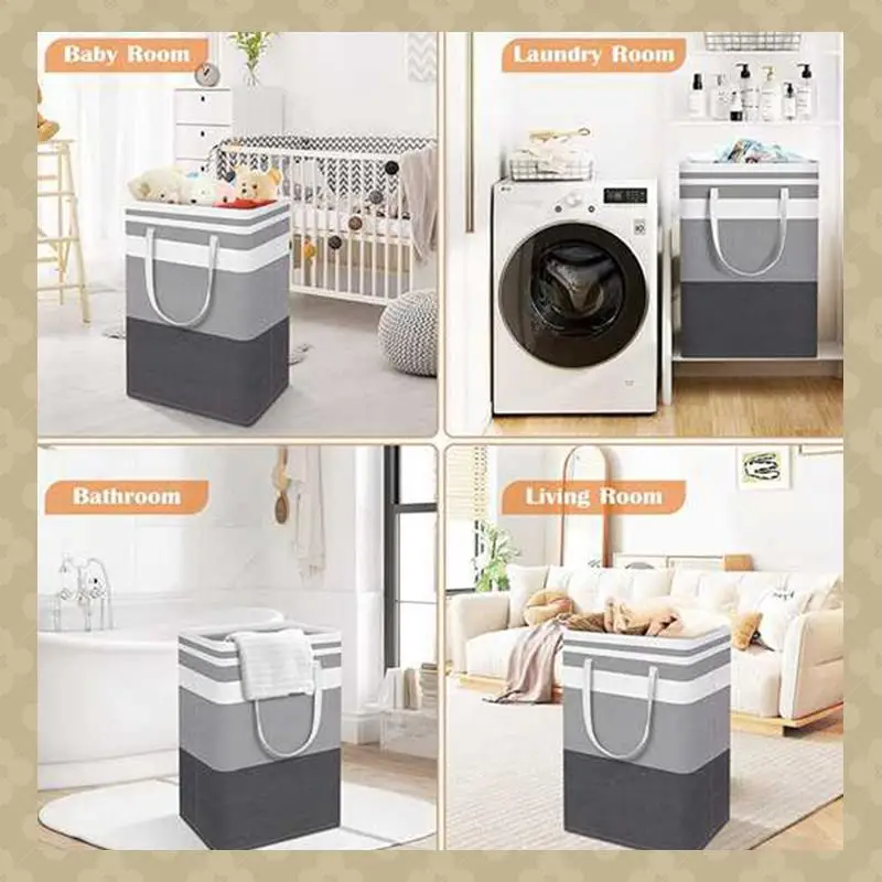 

AB45 1 Piece 75L Laundry Basket Bag Waterproof Washing Baskets Collapsible Laundry Hamper With Extended Handles For Clothes Toys