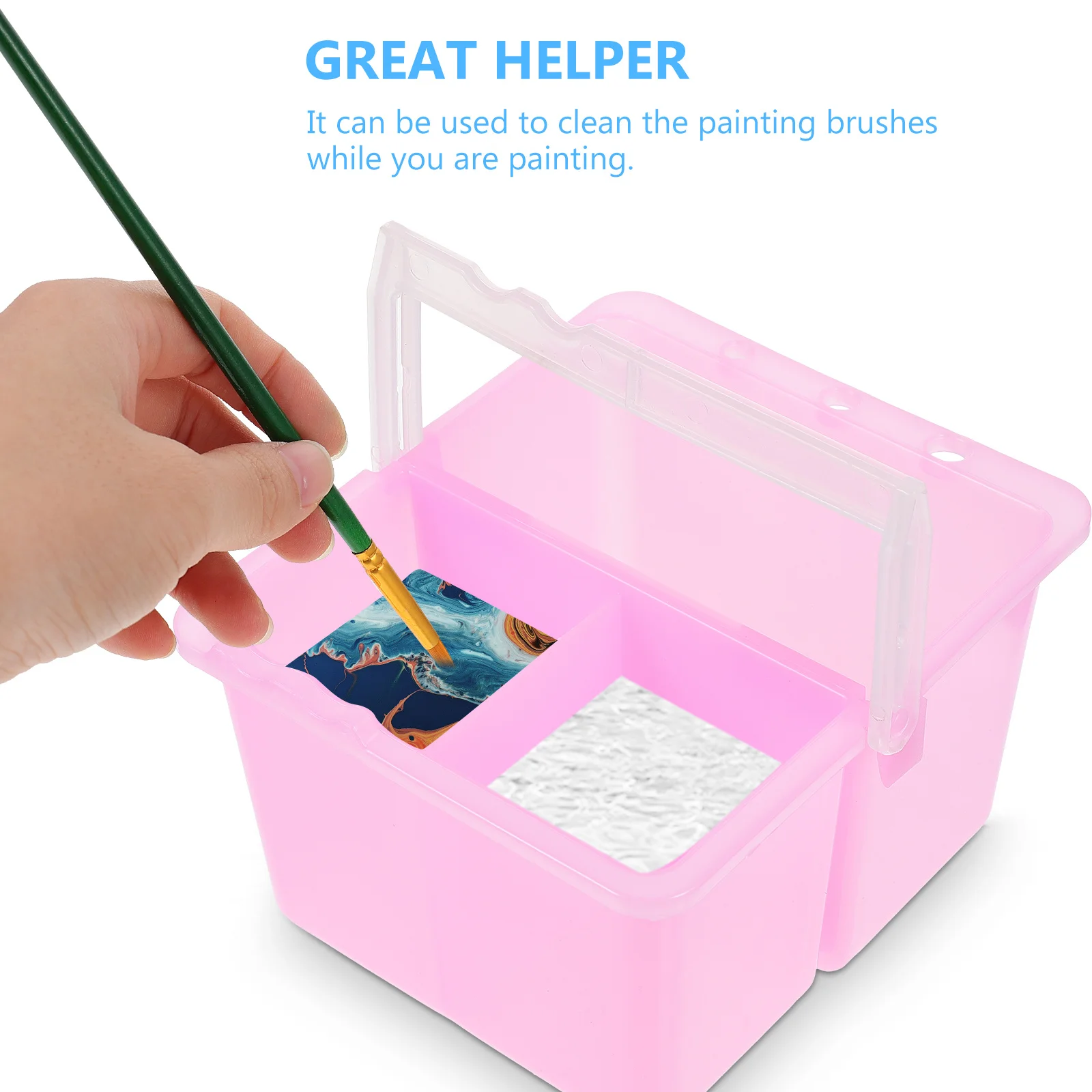 

2pcs Plastic Brush Washing Bucket, Multi-Functional Painting Water Pot With Handle For Artists , Art Supplies Stationery