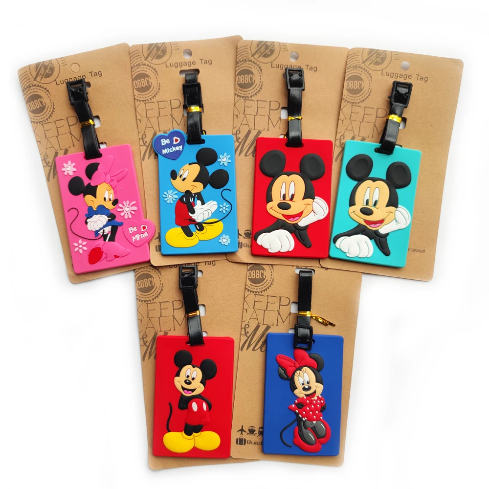 Disney Cartoon Luggage Tag Soft Silica Gel Suitcase Tag Name Address Holder Cute Bears Baggage Boarding Tags Label