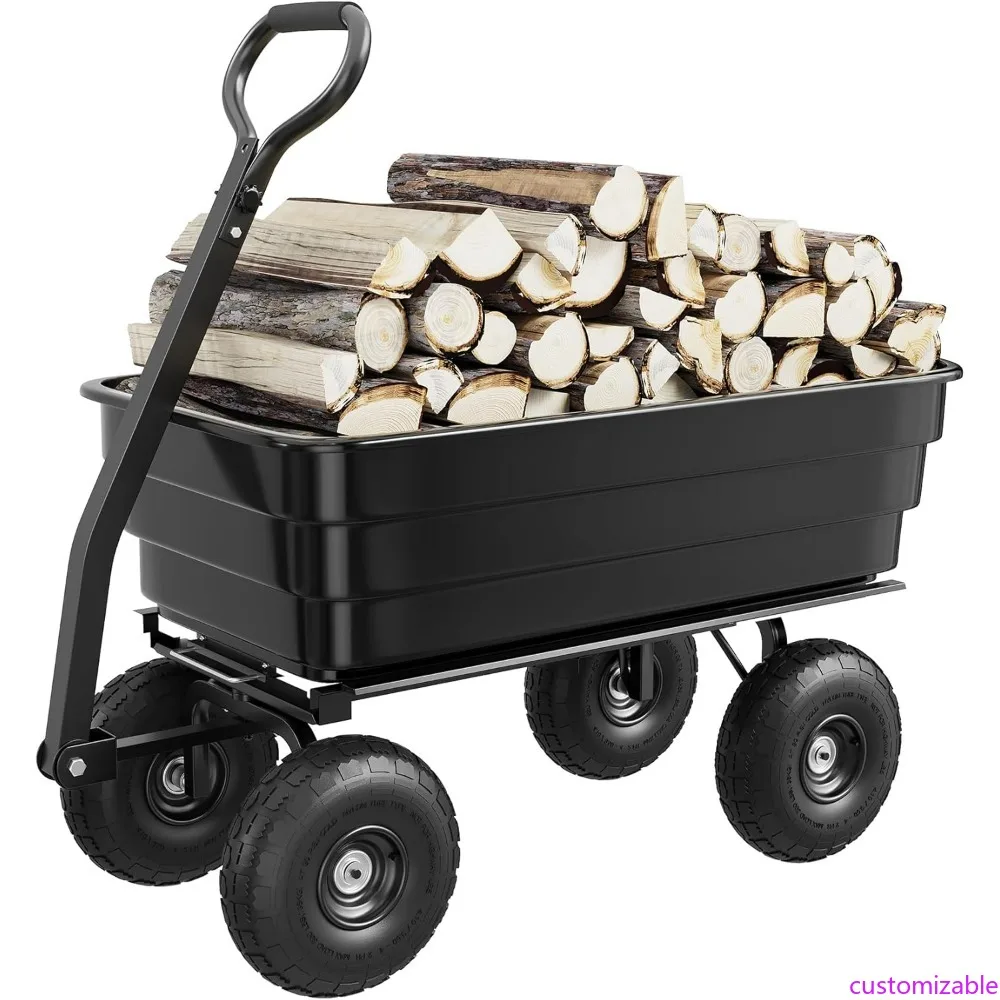 

Heavy-Duty Polyethylene Yard and Garden Cart with 13 Puncture-Resistant Tires for Efficient Hauling and Landscaping Tasks