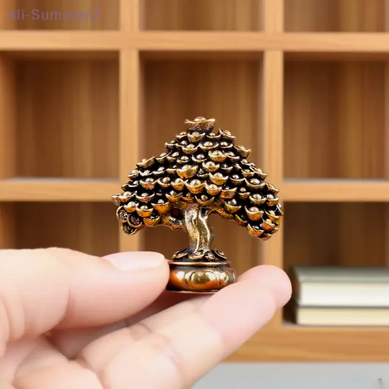 النحاس الصينية شجرة الثروة فنغ شوي التماثيل شجرة المال تمثال ثروة هووسورمينغ هدية ديكور غرفة مكتب المنزل سطح المكتب حلية