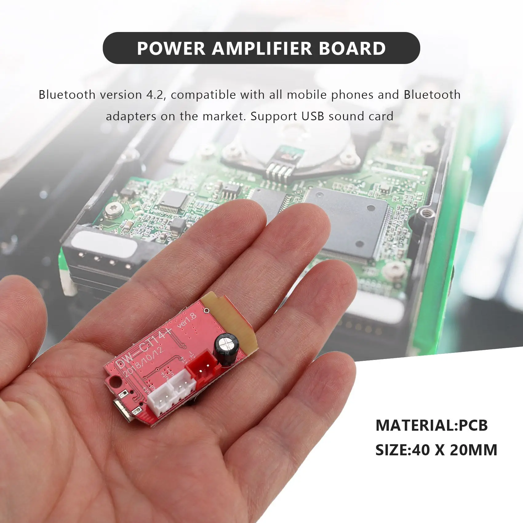 HFES 2 قطعة مكبر كهربائي مجلس CT14 مايكرو 4.2 ستيريو بلوتوث استقبال لوحة تركيبية 5 واط + 5 واط لتقوم بها بنفسك صندوق الصوت المتكلم