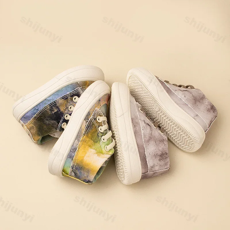 Children Canvas Shoes Girls Boys High Top Casual Shoes 2024 Autumn Solid Color Kids Sneakers Student Anti Slip Toddler Shoes