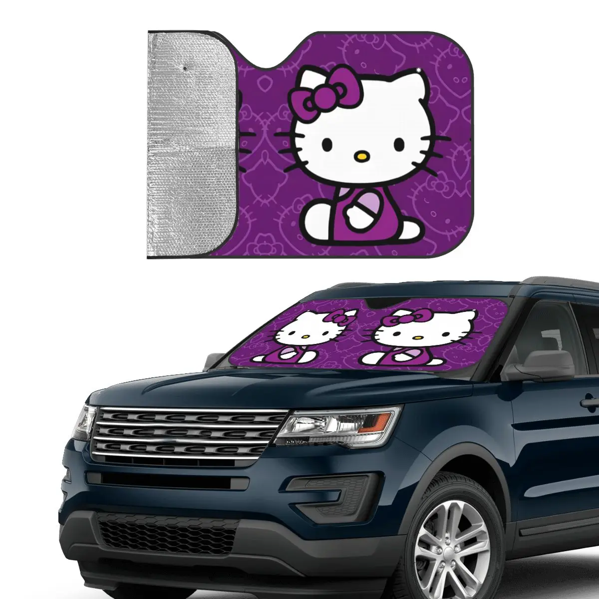 Kawaii Hello Kitty Fashion Sunshade Windscreen 70x130cm Foils Car Sunshade UV Protector