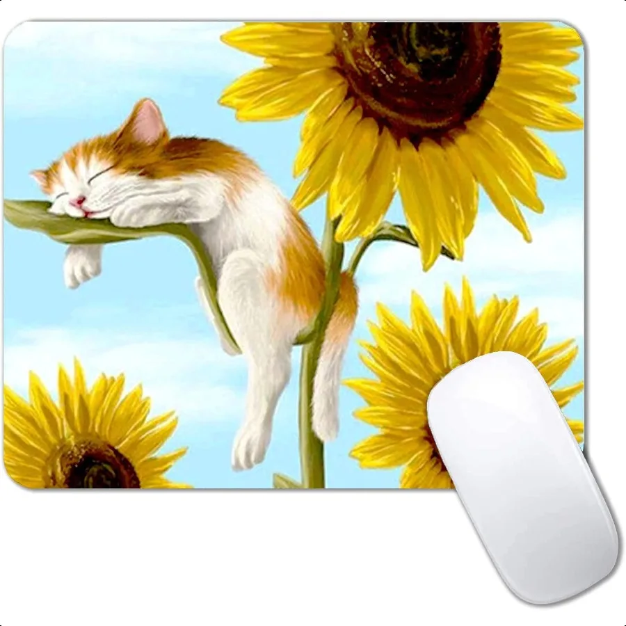 

Cats and Suowers Mouse Pad NonSlip Rubber Base Gaming MousePads for Computers Laptop OfficeCute Mouse Pads with Designs for Wom