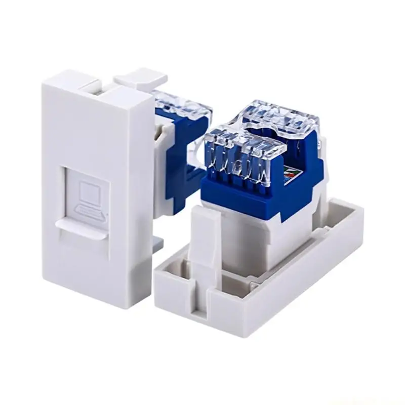 Wall Plate RJ45 Cat6 Insert with Clip Latches and Housing for Home Data Outlet Areas and Office Cable Paths Sites