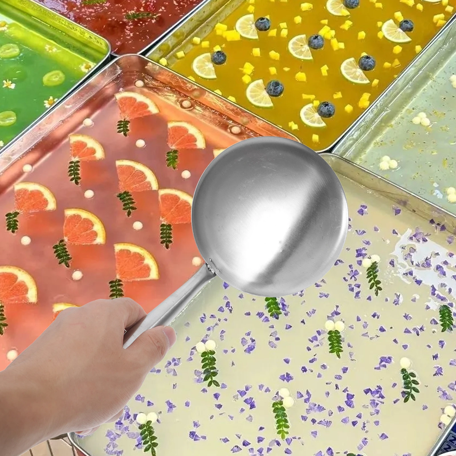 

Stainless Steel Tofu Brain Scoop Ergonomic Multi-Purpose Kitchen Utensil Rice Spoon Bean Curd Ladle Oil Soup Skimmer