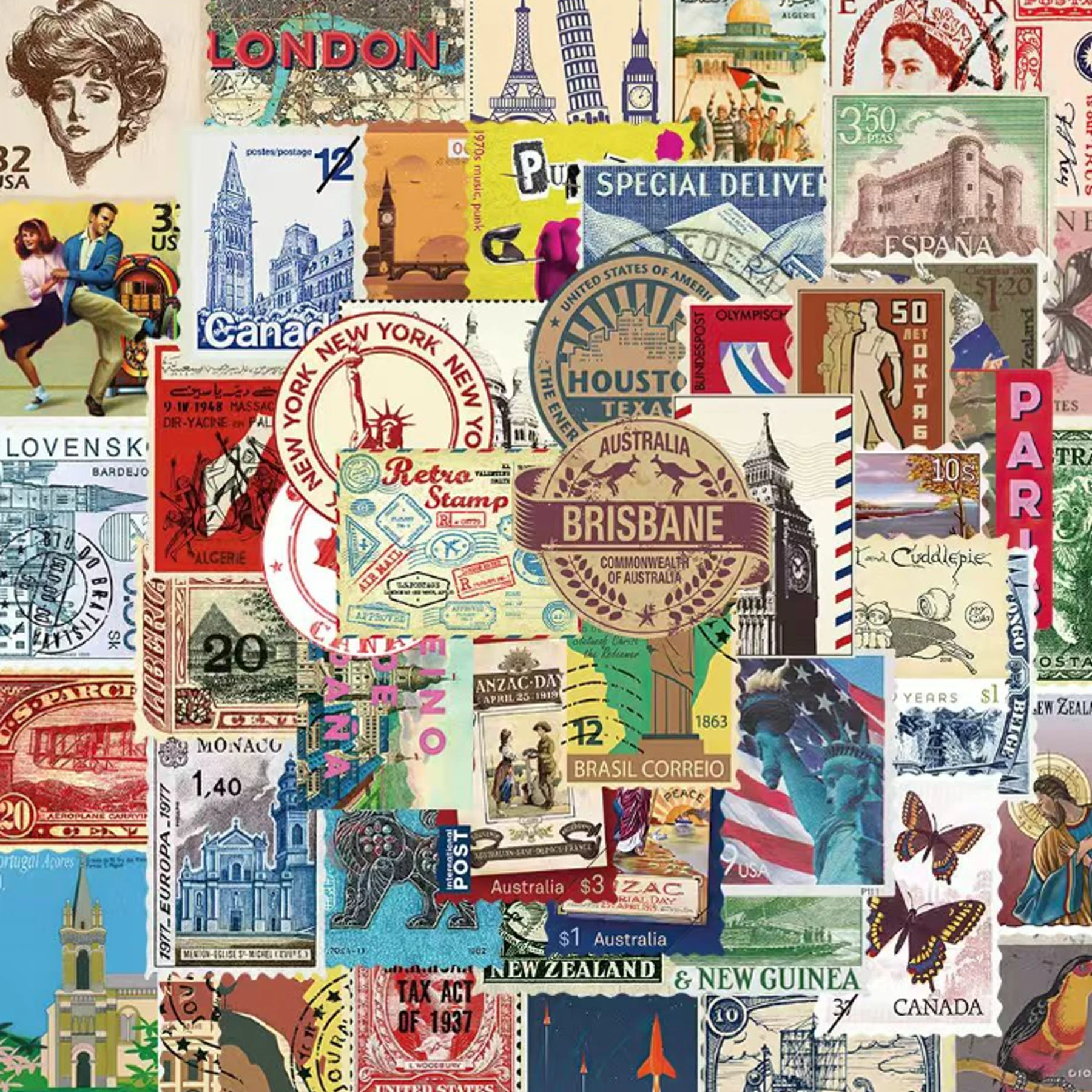 50PCS Reise Um Die Welt Landschaft Serie Aufkleber DIY Dekoration Für Junk Journal Scrapbooking Schule Schreibwaren
