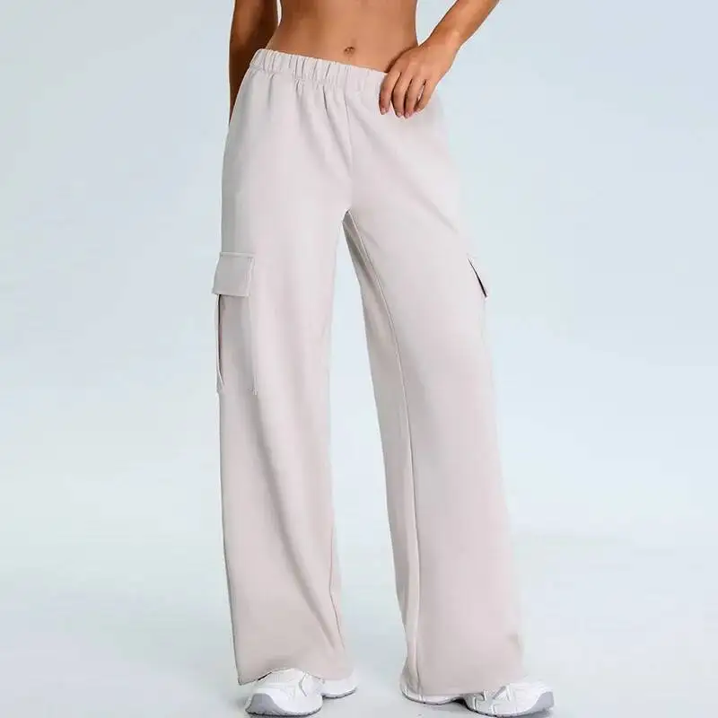 

Свободные повседневные спортивные штаны, женские прямые комбинезоны с эластичной резинкой на талии и широкими штанинами, быстросохнущие брюки для бега, йоги, спортивные штаны для женщин