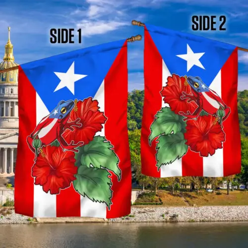 Puerto Rico Coquí Hibiscus Flag Garden Flag